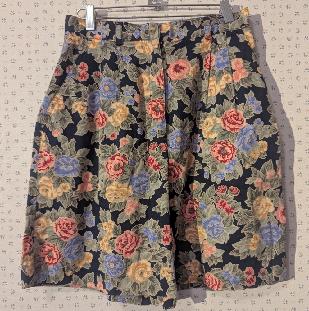 Talbots 10 Vintage Skorts Shorts Floral Cotton High Waisted Saturday Trending